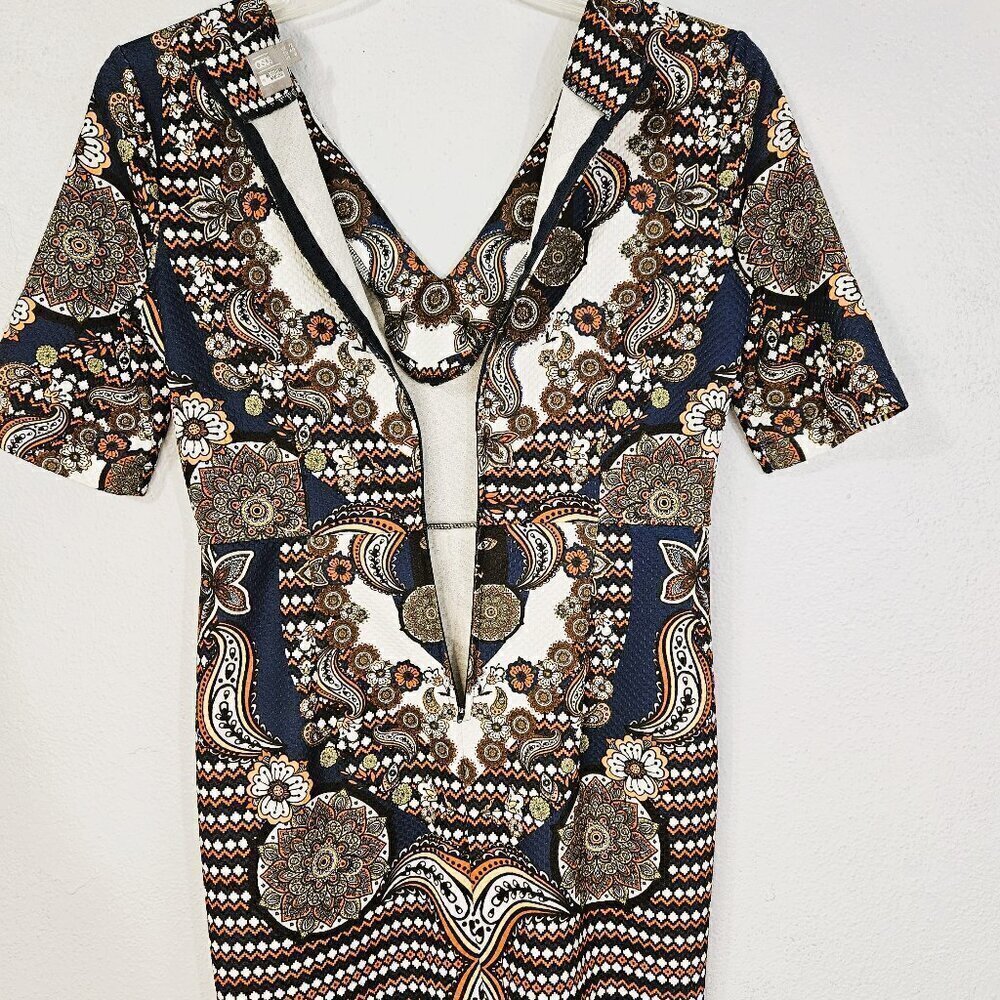 ASOS Woman's Multicolored Bold Paisley Boho Midi Dress Size 8 - Picture 7 of 10